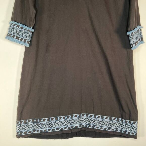 Gretchen Scott Binge Embroidered Tunic Dress Charcoal Grey Blue - Picture 3 of 15